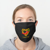 Chili Pepper with Flame Heart Black Cotton Face Mask