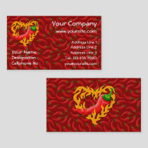 Chili Pepper with Flame Heart Business Card