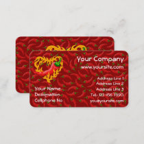 Chili Pepper with Flame Heart Business Card