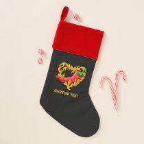 Chili Pepper with Flame Heart Christmas Stocking