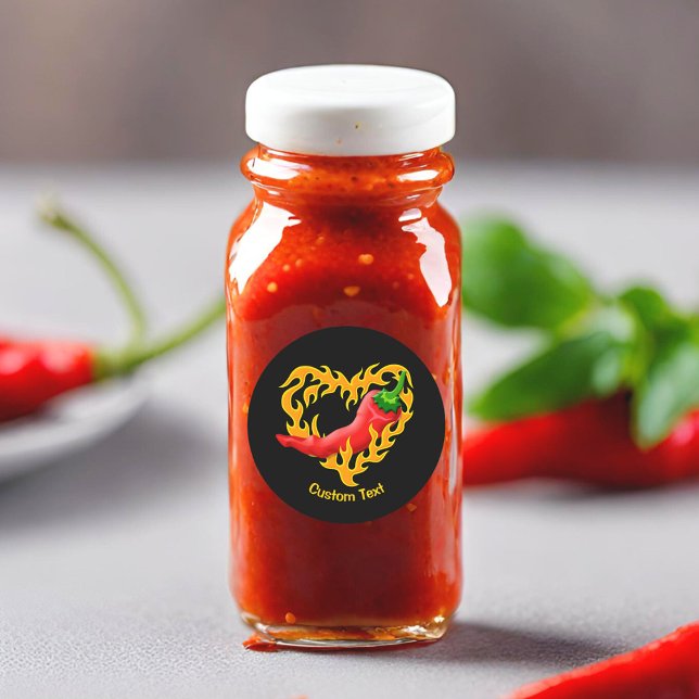 Chili Pepper with Flame Heart Classic Round Sticker (Creator Uploaded)