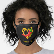 Chili Pepper with Flame Heart Face Mask