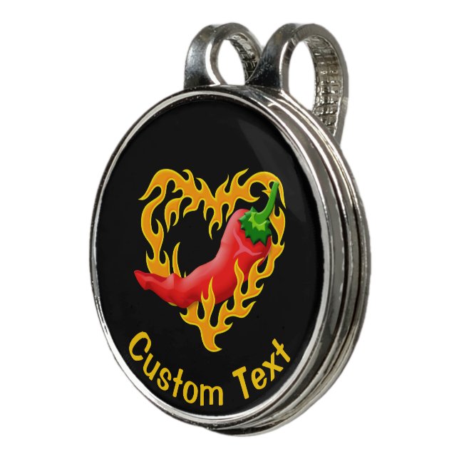 Chili Pepper with Flame Heart Golf Hat Clip (3/4)