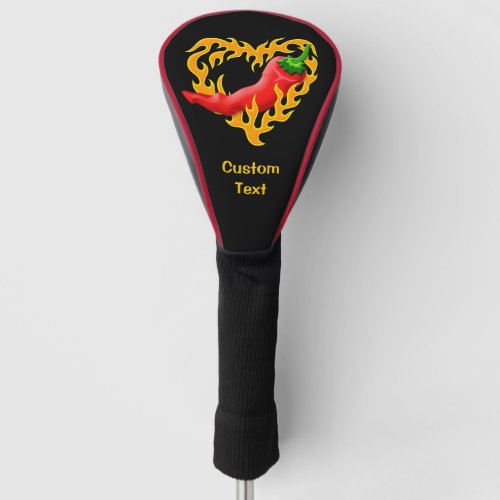 Chili Pepper with Flame Heart Golf Head Cover