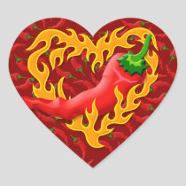 Chili Pepper with Flame Heart Heart Sticker