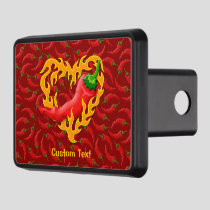 Chili Pepper with Flame Heart Hitch Cover