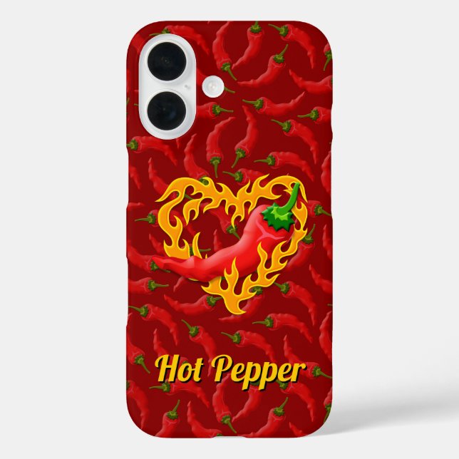 Chili Pepper with Flame Heart iPhone Case (Back)