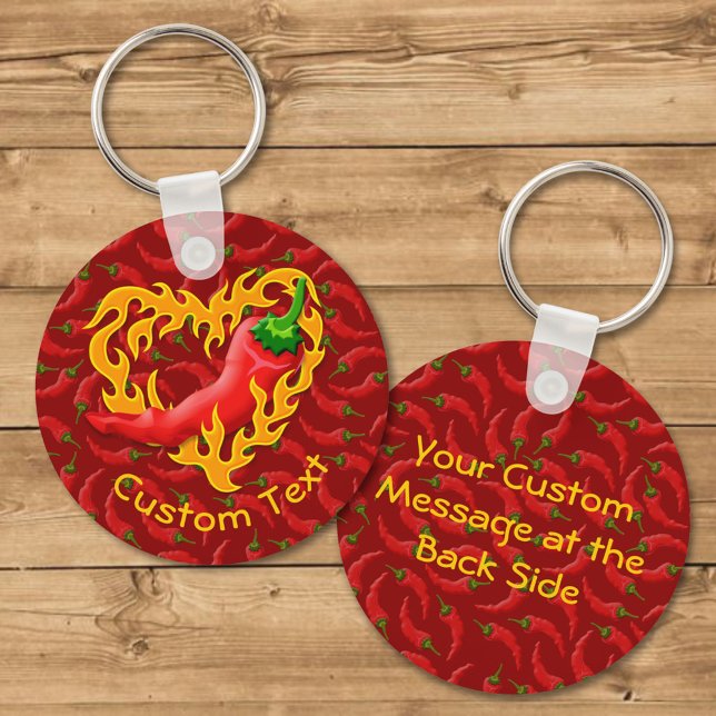 Chili Pepper with Flame Heart Keychain (Creator Uploaded)