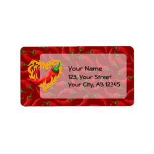 Chili Pepper with Flame Heart Label
