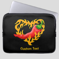 Chili Pepper with Flame Heart Laptop Sleeve