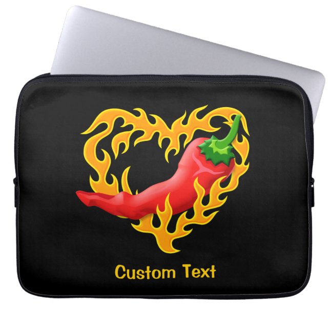 Chili Pepper with Flame Heart Laptop Sleeve (Front)