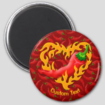 Chili Pepper with Flame Heart Magnet
