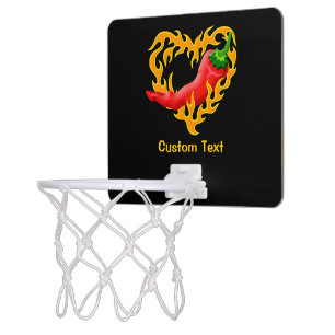Chili Pepper with Flame Heart Mini Basketball Hoop