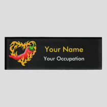 Chili Pepper with Flame Heart Name Tag