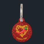 Chili Pepper with Flame Heart Pet ID Tag<br><div class="desc">Red chili pepper with heart shaped flame. Custom text.</div>