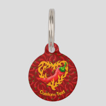 Chili Pepper with Flame Heart Pet ID Tag