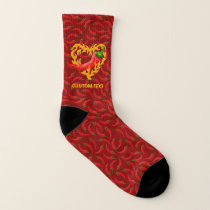 Chili Pepper with Flame Heart Socks