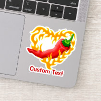 Chili Pepper with Flame Heart Sticker