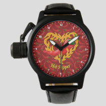 Chili Pepper with Flame Heart Watch