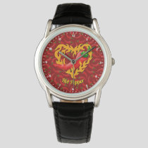 Chili Pepper with Flame Heart Watch