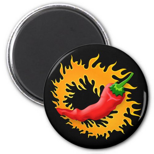 Chili pepper with flame magnet