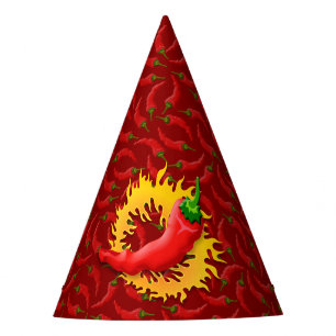 Chili pepper with flame party hat