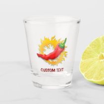 Chili pepper with flame shot glass