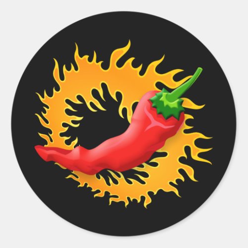 Chili pepper with flame stickers