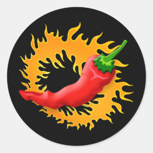 Chili pepper with flame stickers
