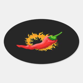 Chili pepper with flame stickers