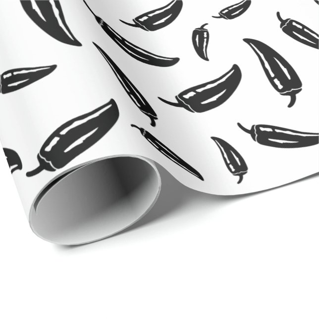 Chili Pepper Wrapping Paper Black and White Custom (Roll Corner)