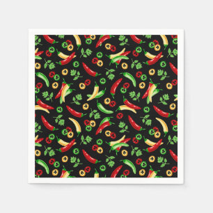 Chili peppers and Cilantro  Napkins