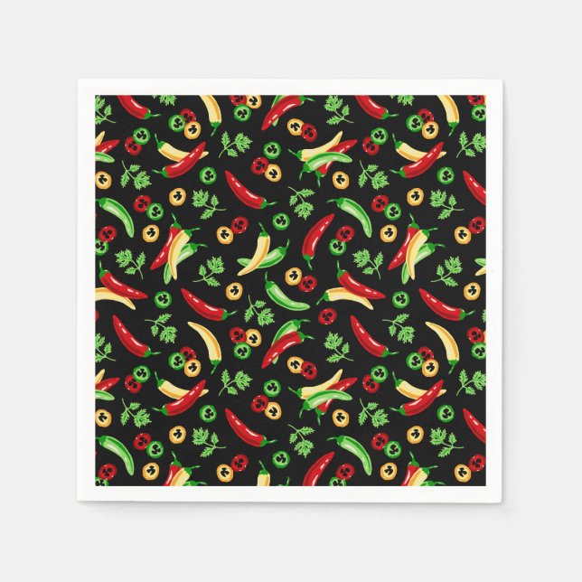 Chili peppers and Cilantro  Napkins (Front)