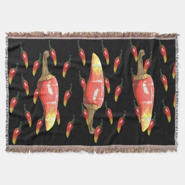Chili Peppers Art Throw Blanket (Front)