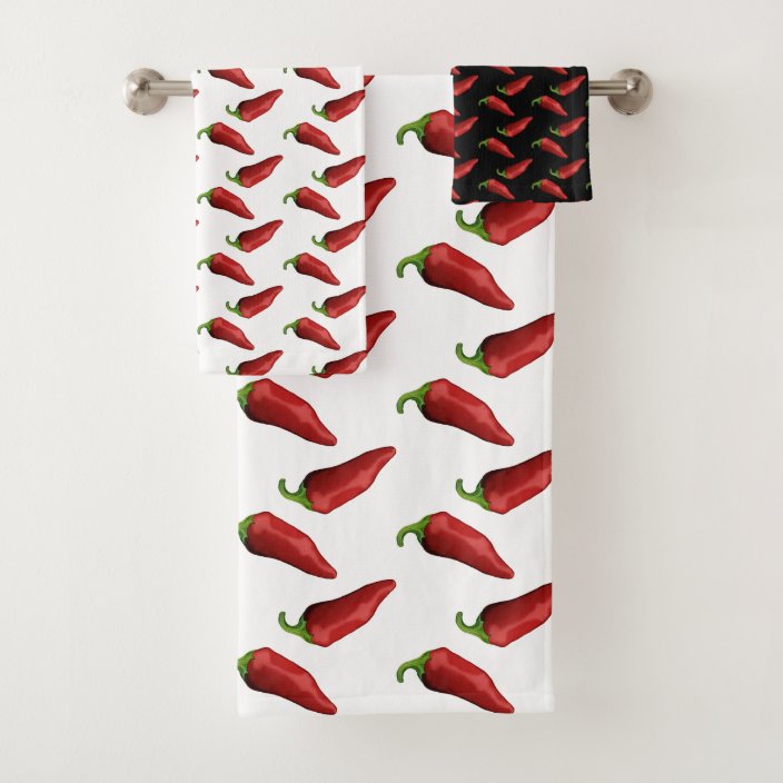 Chili peppers bath towel set