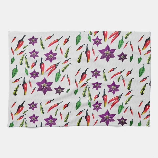 Chili  Peppers Botanical  Custom Kitchen Towel (Horizontal)