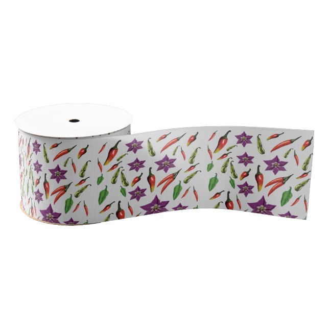 Chili Peppers Botanical Grosgrain Ribbon (Spool)