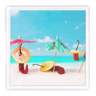 Chili Peppers By The Sea Acrylic Tray
