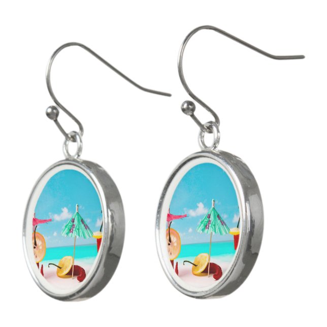 Chili Peppers By The Sea Earrings (Angled)