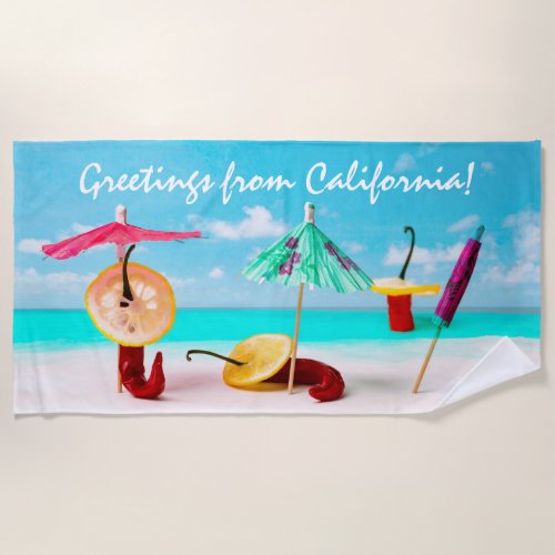 Chili Peppers By The Sea funny Beach Towel