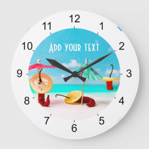 Chili Peppers By The Sea Large Clock