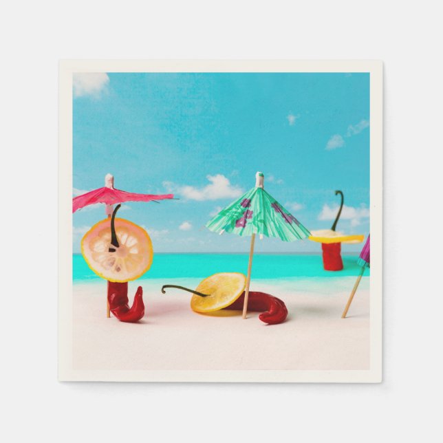 Chili Peppers By The Sea Paper Napkins (Front)
