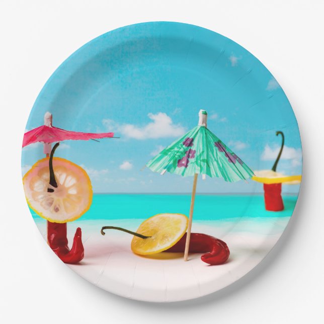 Chili Peppers By The Sea Paper Plates (Front)