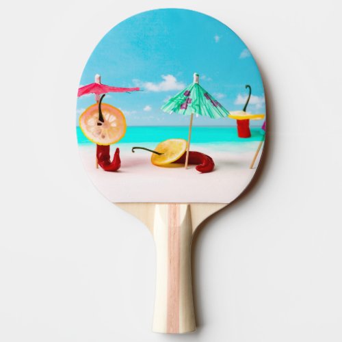 Chili Peppers By The Sea Ping_Pong Paddle