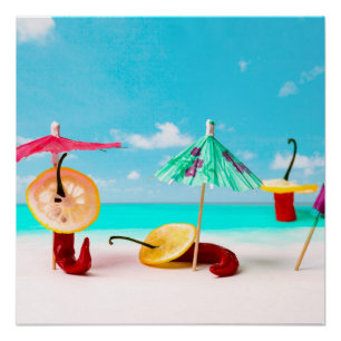 Chili Peppers By The Sea Poster