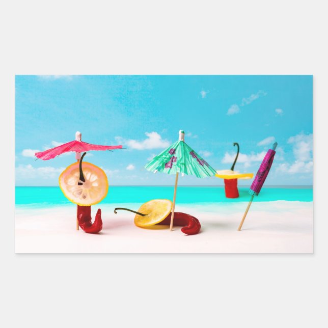 Chili Peppers By The Sea Rectangular Sticker (Front)