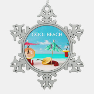 Chili Peppers By The Sea Snowflake Pewter Christmas Ornament