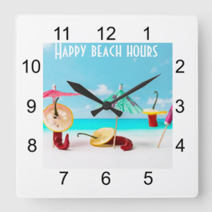 Chili Peppers By The Sea Square Wall Clock