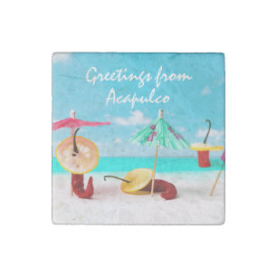 Chili Peppers By The Sea Stone Magnet