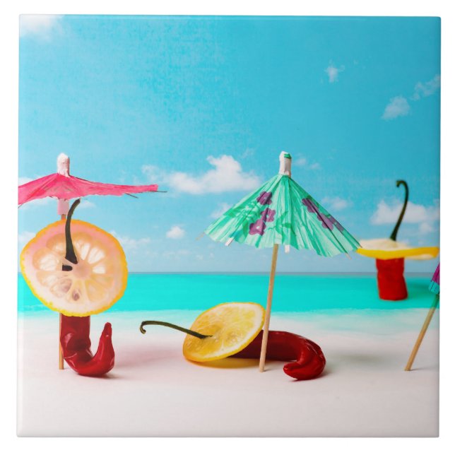Chili Peppers By The Sea Tile (Front)